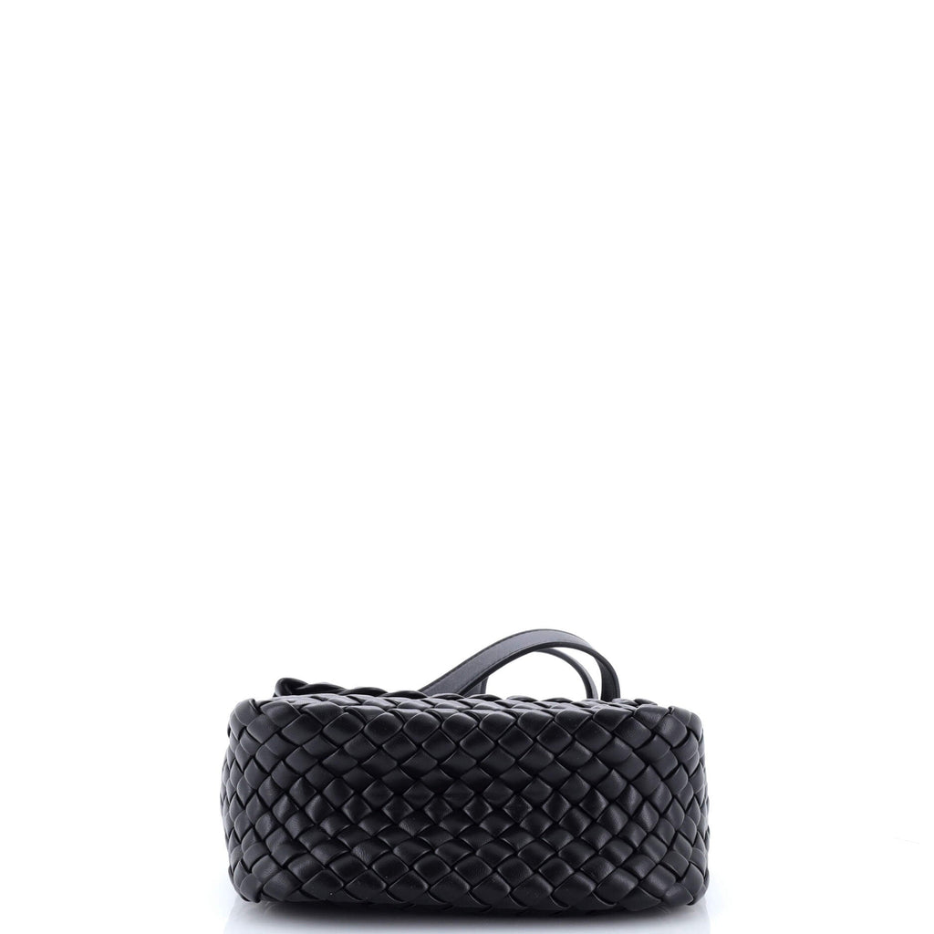Cobble Flap Shoulder Bag Padded Intrecciato Leather Mini