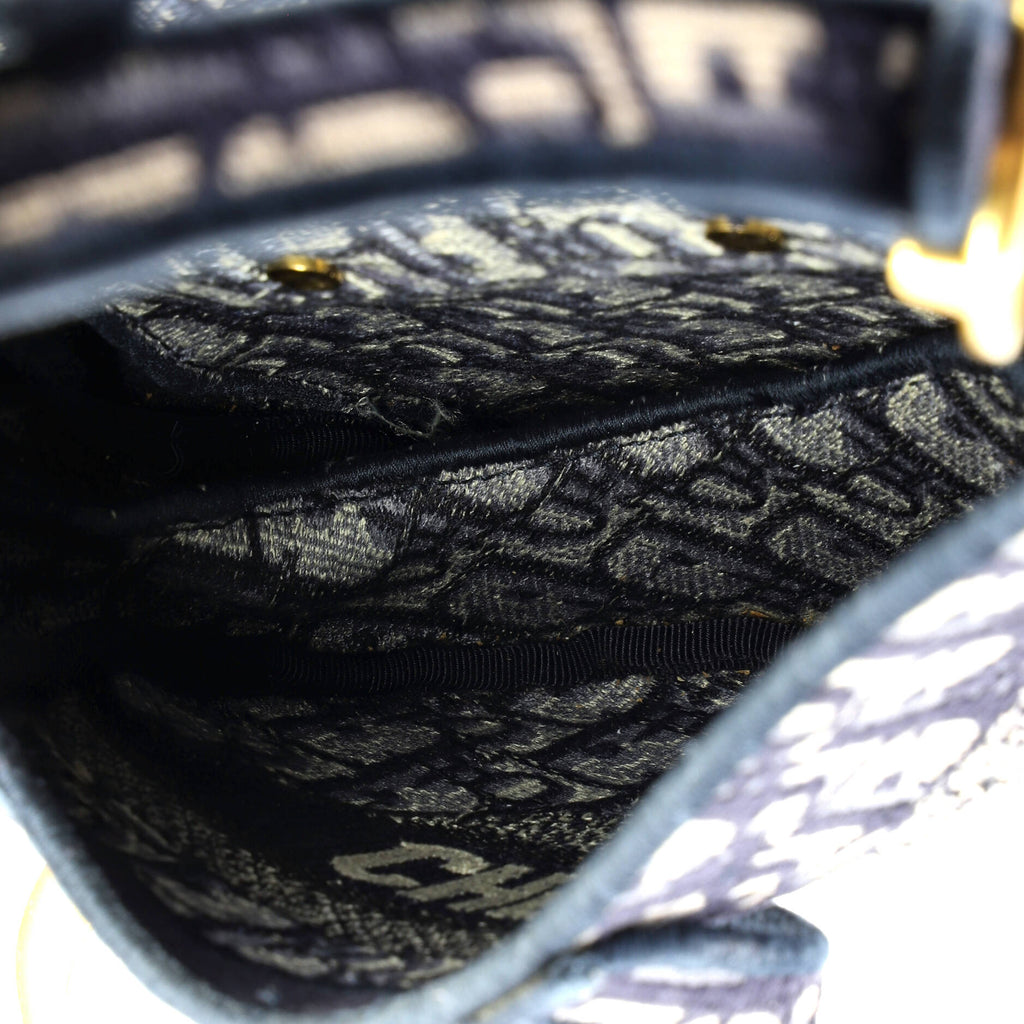 Saddle Handbag Logo Embroidered Oblique Canvas Medium