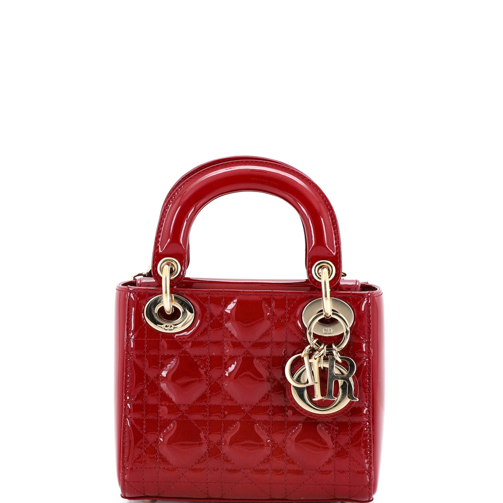 Lady Dior Chain Bag Cannage Quilt Patent Mini