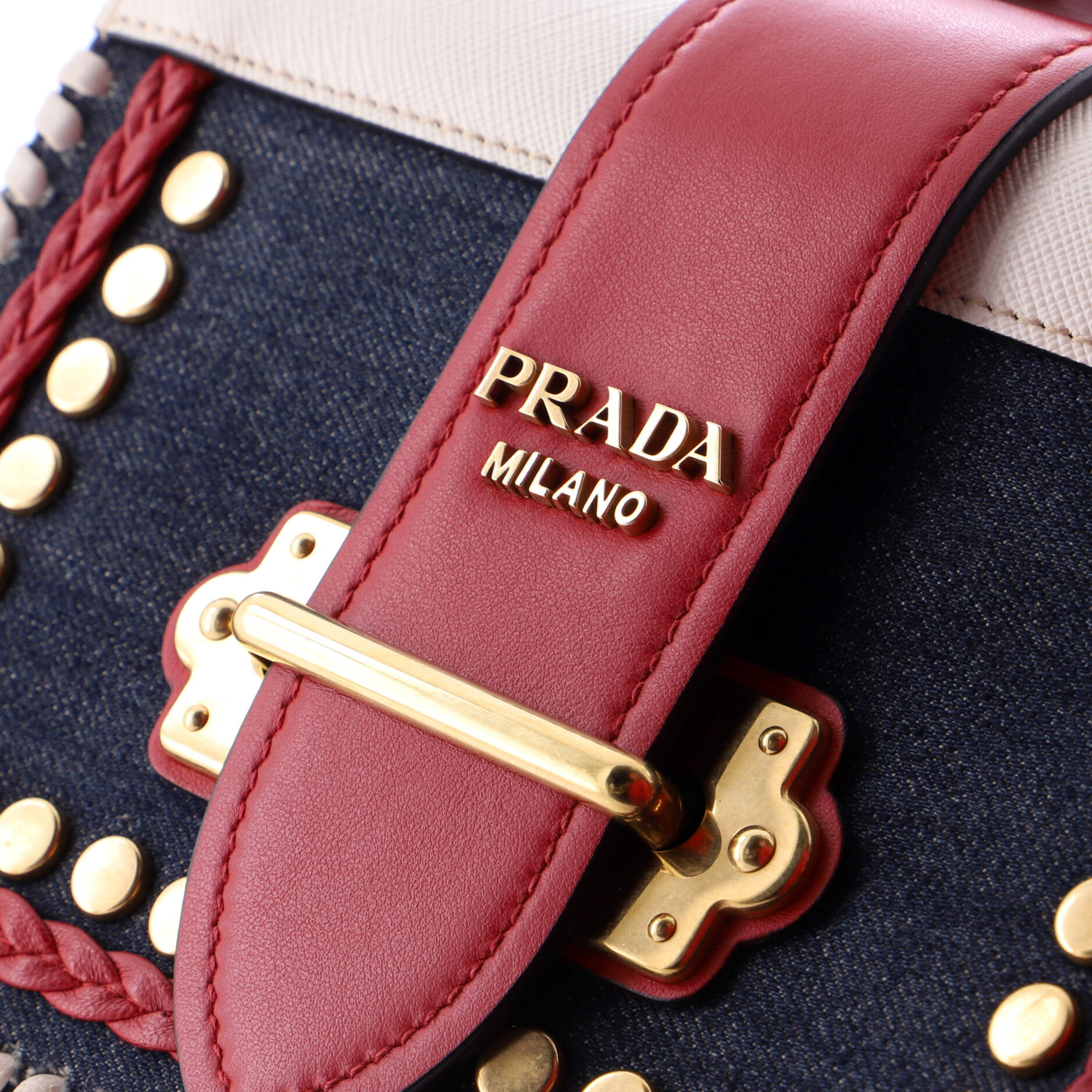 Cahier Crossbody Bag Embellished Denim and Leather Small