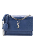 Sunset Crossbody Bag Crocodile Embossed Leather Medium