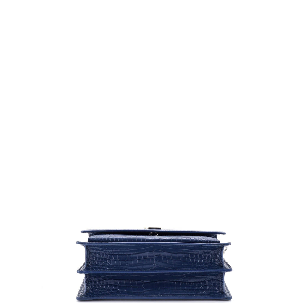 Sunset Crossbody Bag Crocodile Embossed Leather Medium