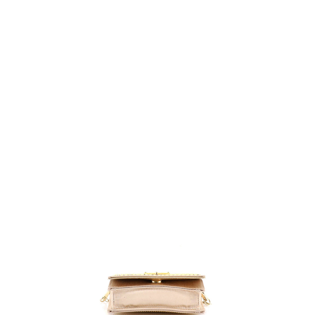 Flap Card Holder with Chain Satin with Crystals