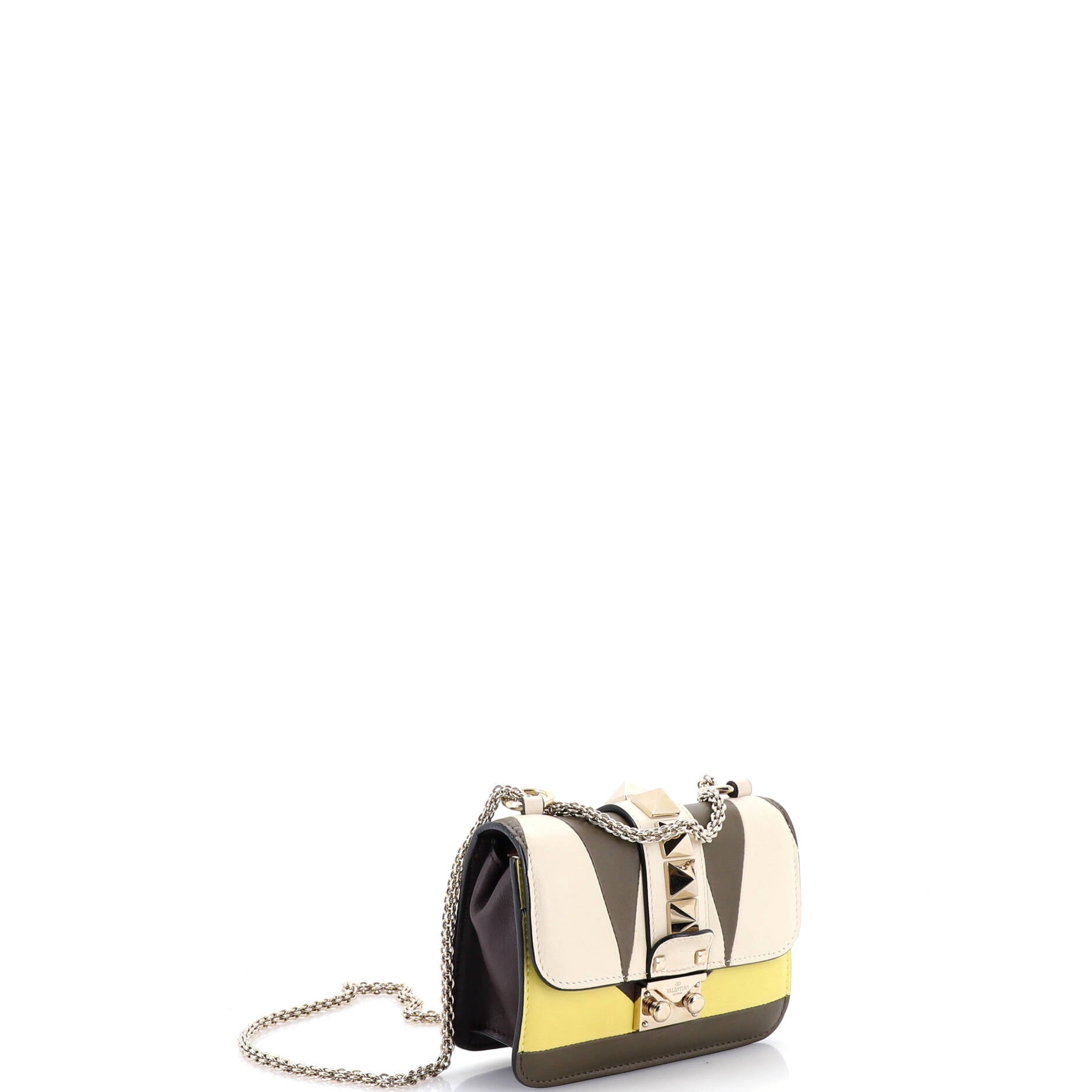 Glam Lock Shoulder Bag Geometric Color Block Leather Mini