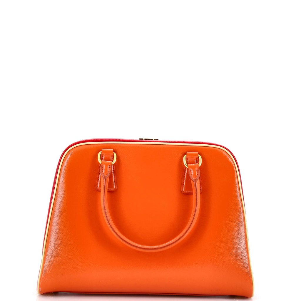 Pyramid Top Handle Bag Vernice Saffiano Leather Medium