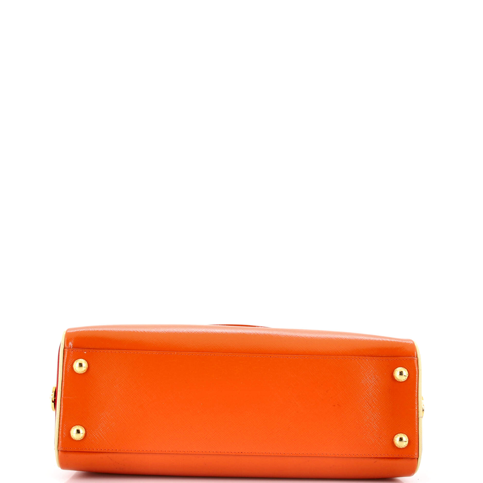 Pyramid Top Handle Bag Vernice Saffiano Leather Medium