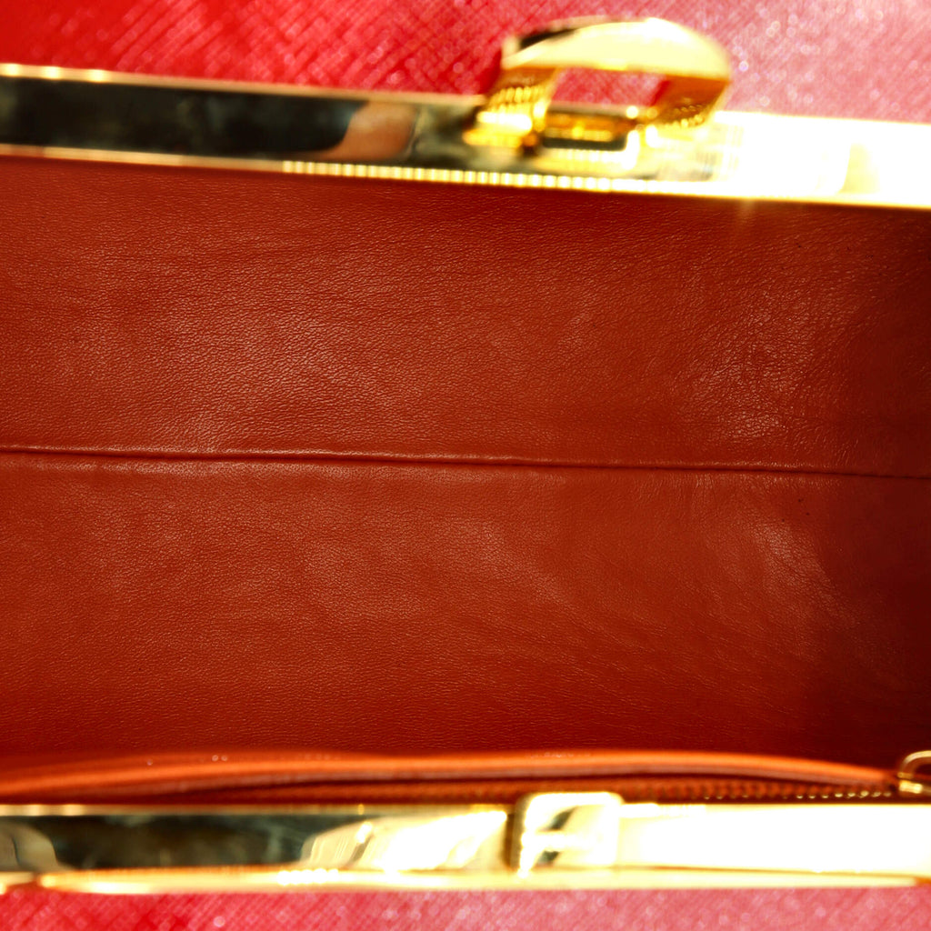 Pyramid Top Handle Bag Vernice Saffiano Leather Medium