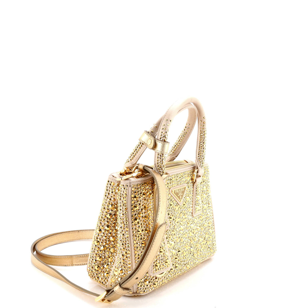 Galleria Double Zip Tote Crystal Embellished Satin Mini