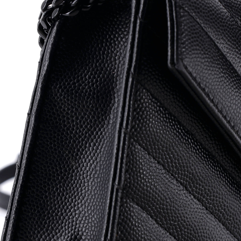 Classic Monogram Wallet on Chain Matelasse Chevron Leather Small