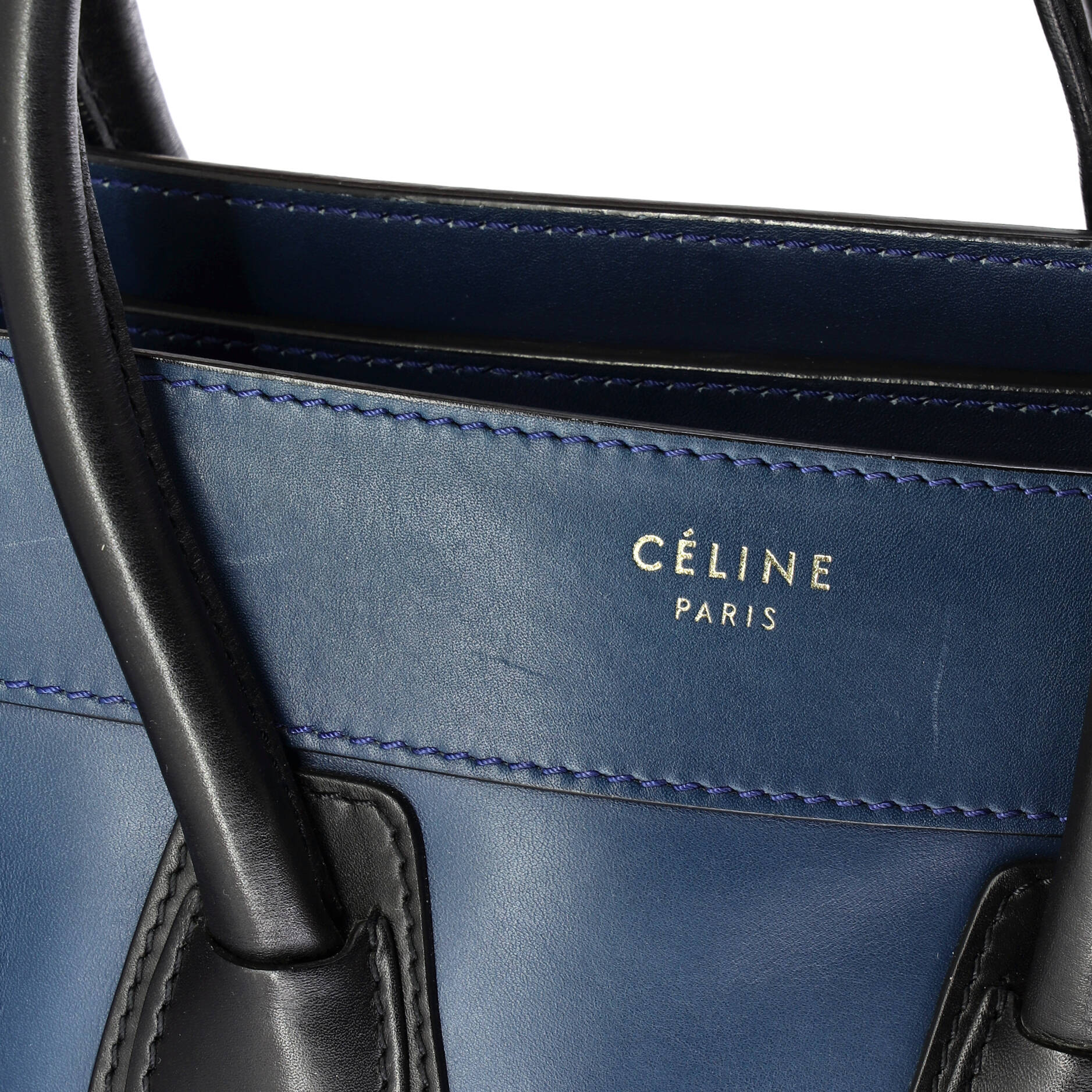 Bicolor Luggage Bag Leather Micro