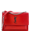 Sunset Crossbody Bag Crocodile Embossed Leather Medium
