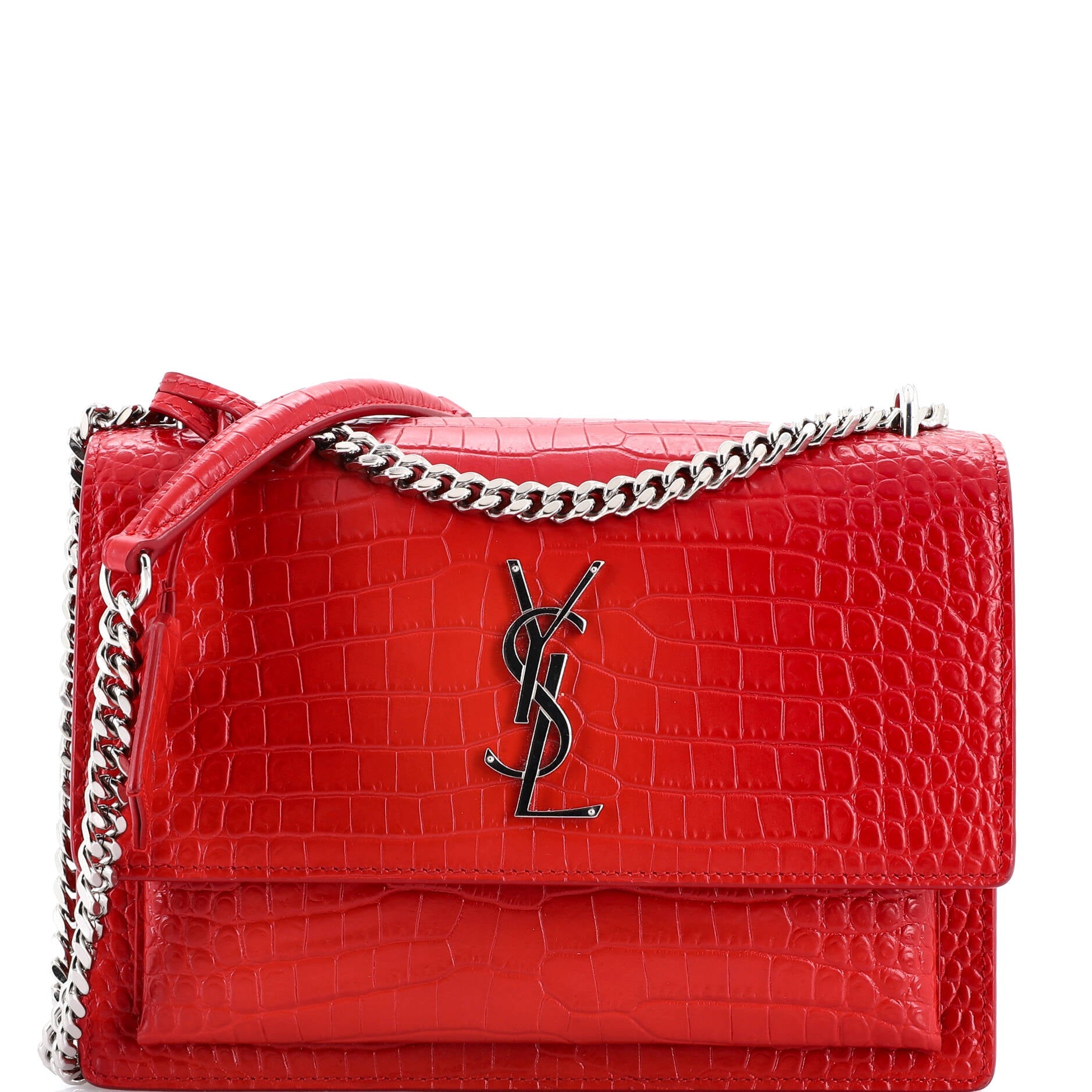 Sunset Crossbody Bag Crocodile Embossed Leather Medium