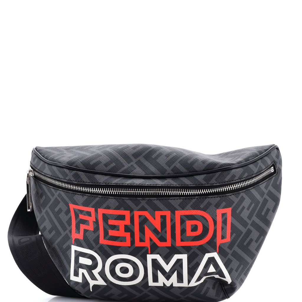 FF 1974 Logo Waist Bag Zucca Coated Canvas Medium