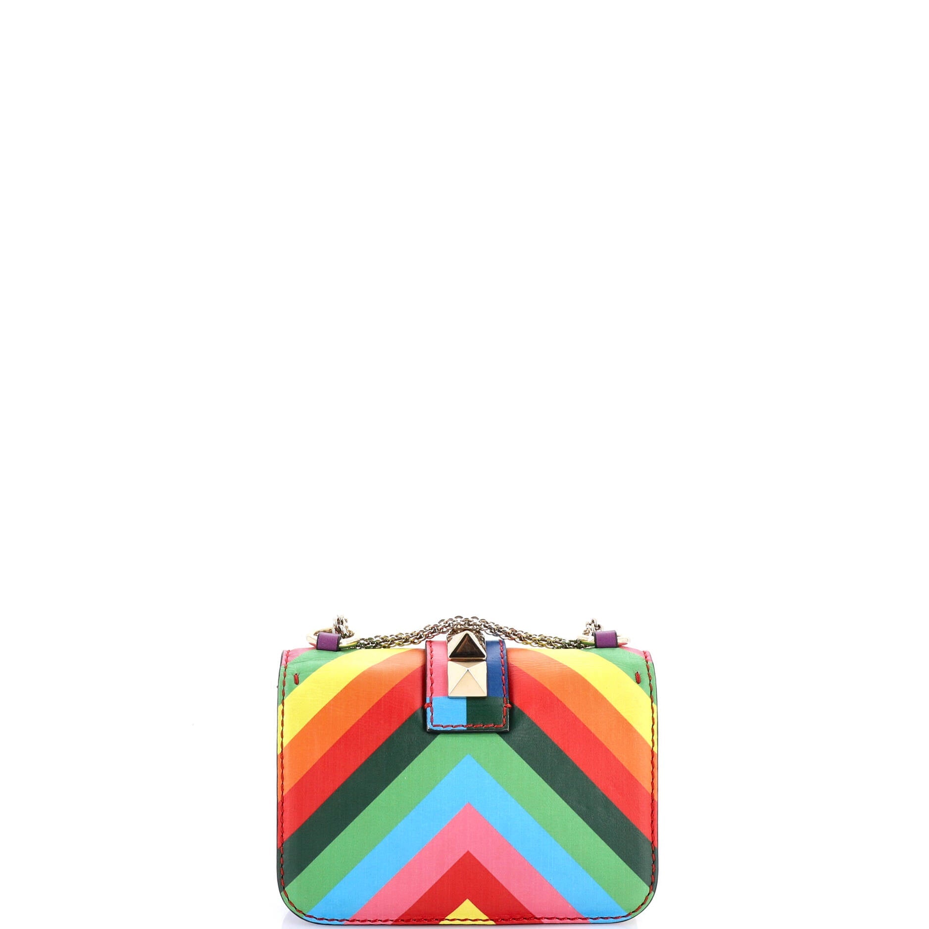 1973 Glam Lock Shoulder Bag Striped Leather Small