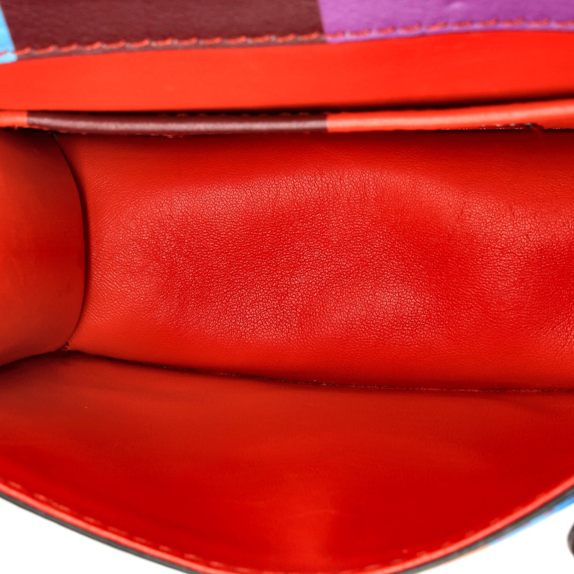1973 Glam Lock Shoulder Bag Striped Leather Small