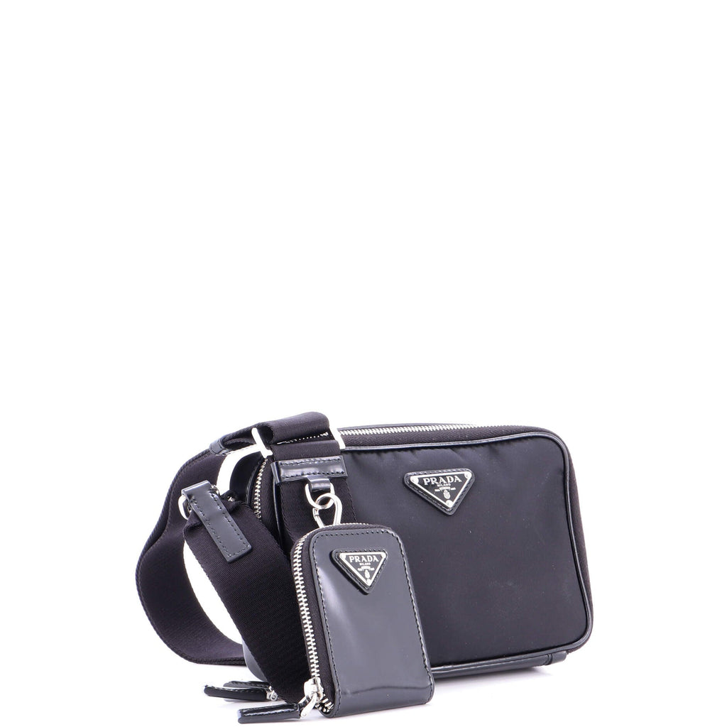 Brique Camera Crossbody Bag Tessuto and Spazzolato Leather Small