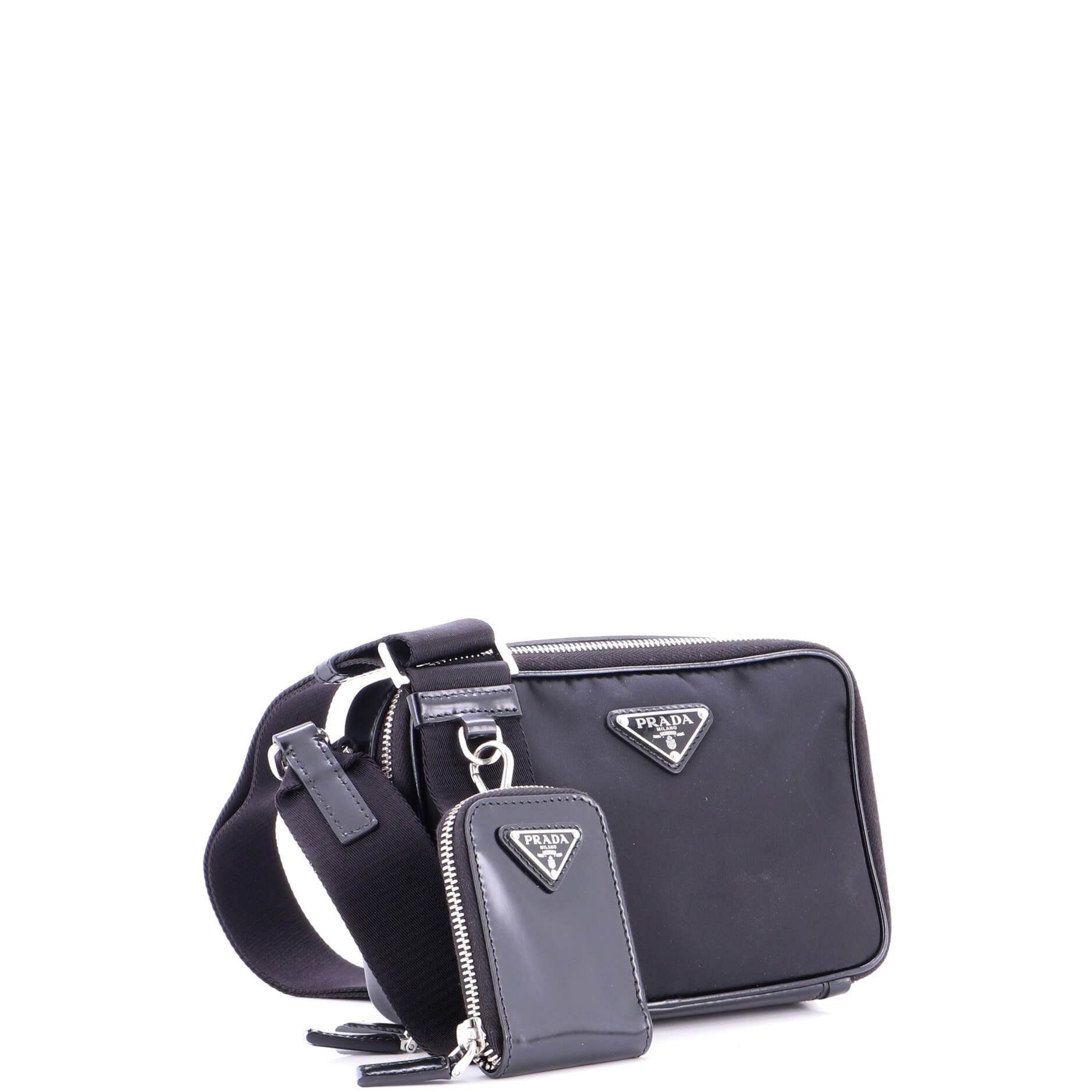Brique Camera Crossbody Bag Tessuto and Spazzolato Leather Small