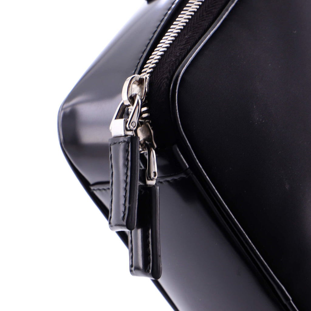 Brique Camera Crossbody Bag Tessuto and Spazzolato Leather Small