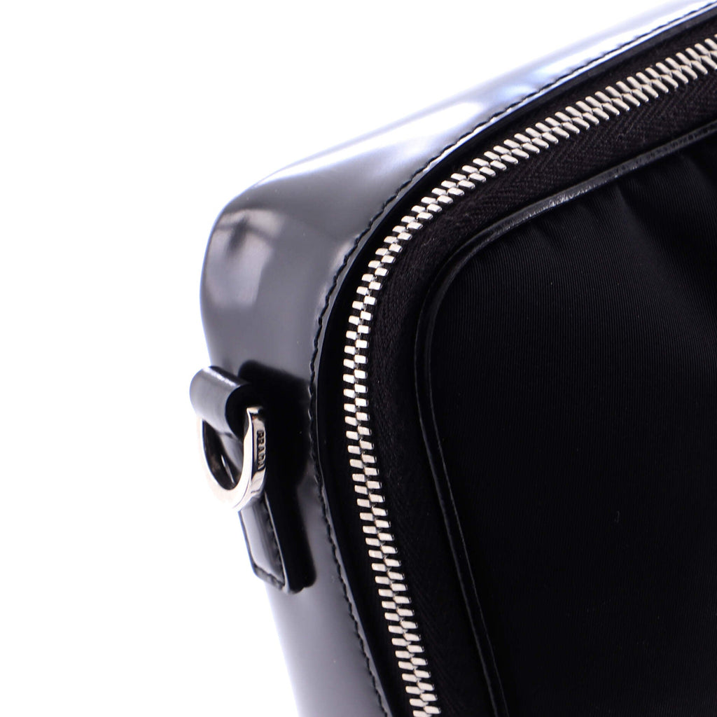 Brique Camera Crossbody Bag Tessuto and Spazzolato Leather Small