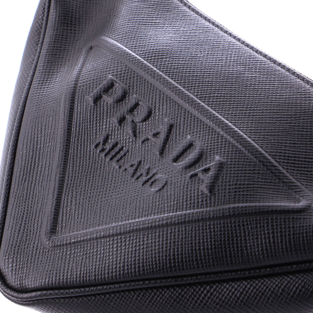 Triangle Logo Zip Crossbody Bag Soft Leather Small
