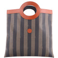 Vintage Pequin Cut Out Handle Bag Coated Canvas Large