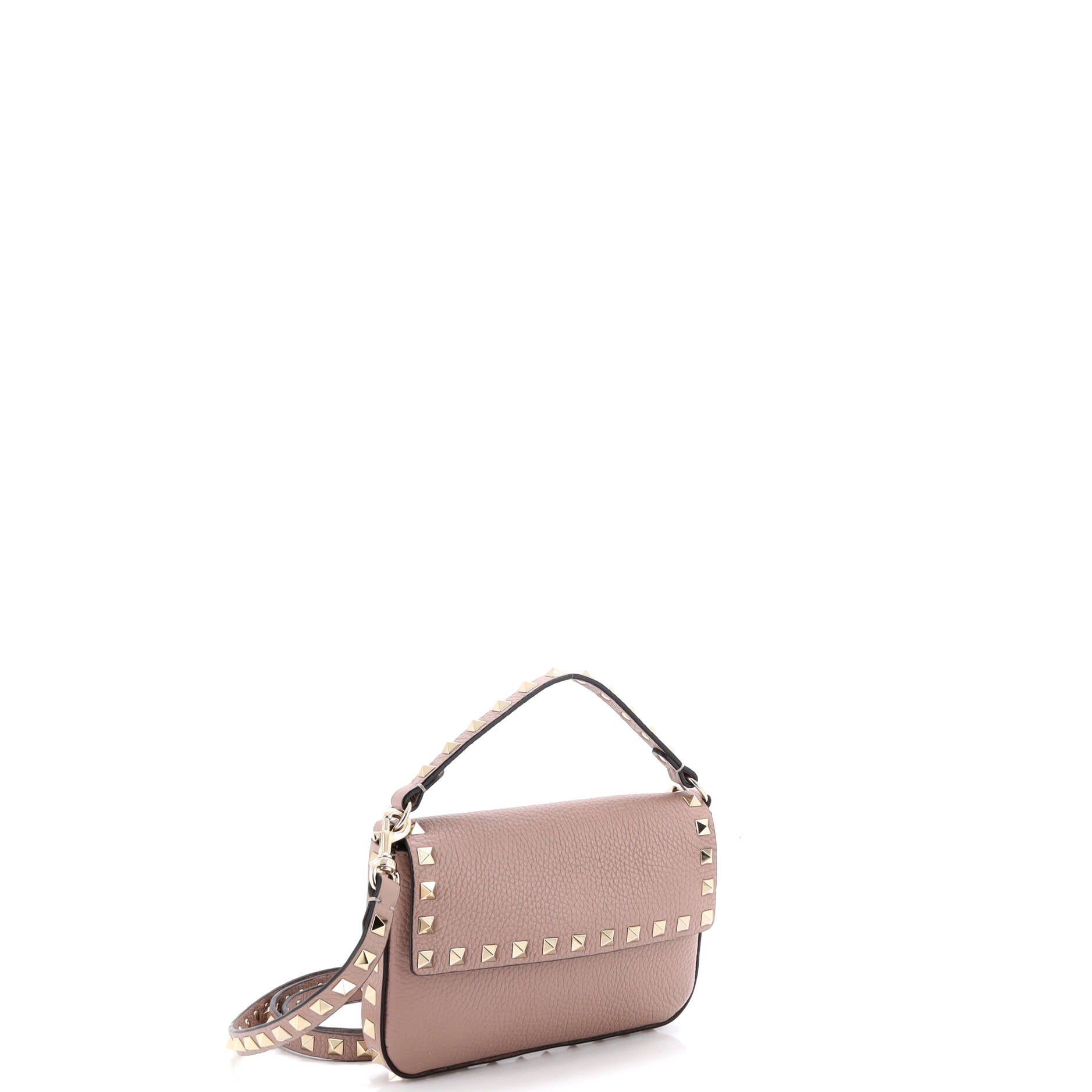 Rockstud Top Handle Crossbody Pouch Leather Mini