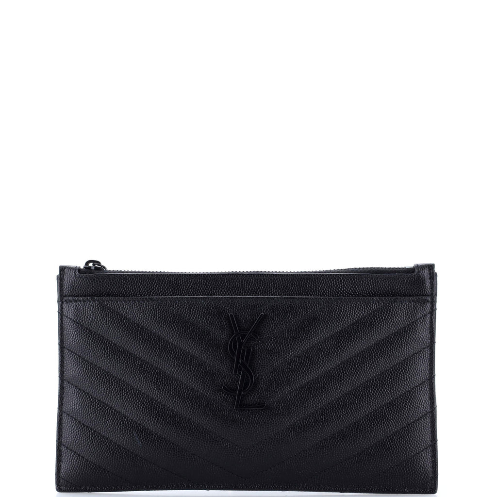 Classic Monogram Zip Bill Pouch Matelasse Chevron Leather Medium