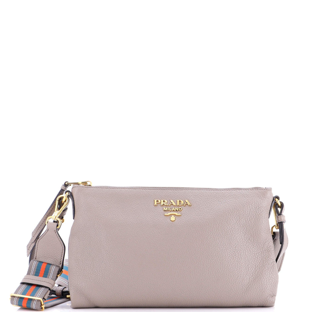 Flat Zip Crossbody Bag Vitello Daino Mini