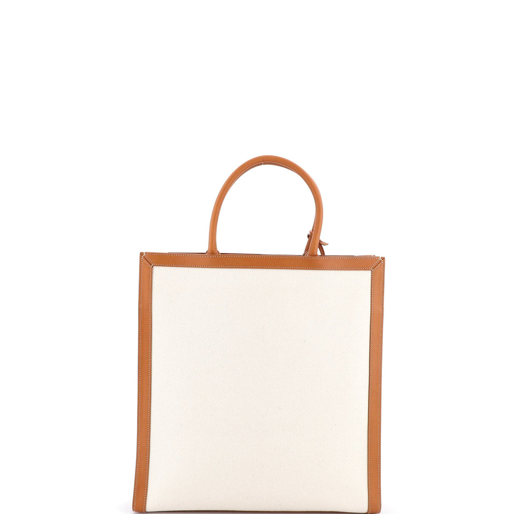 Vertical Cabas Tote Canvas with Leather Large