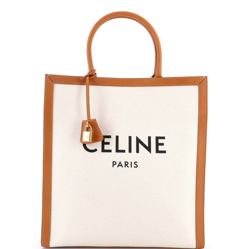 Vertical Cabas Tote Canvas with Leather Large