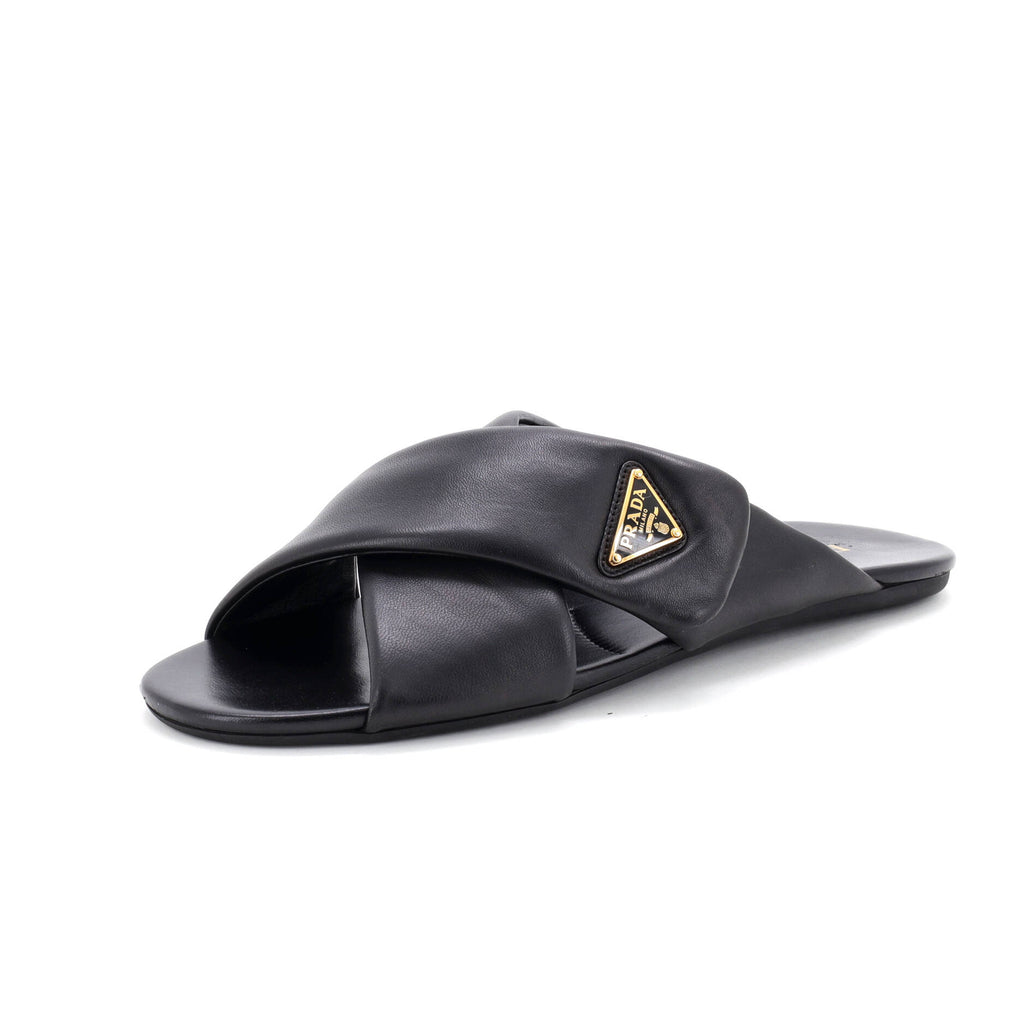 Women's Triangle Criss Cross Padded Sandals Leather