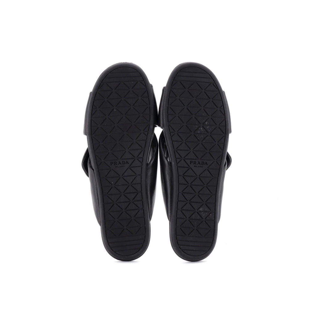 Women's Triangle Criss Cross Padded Sandals Leather