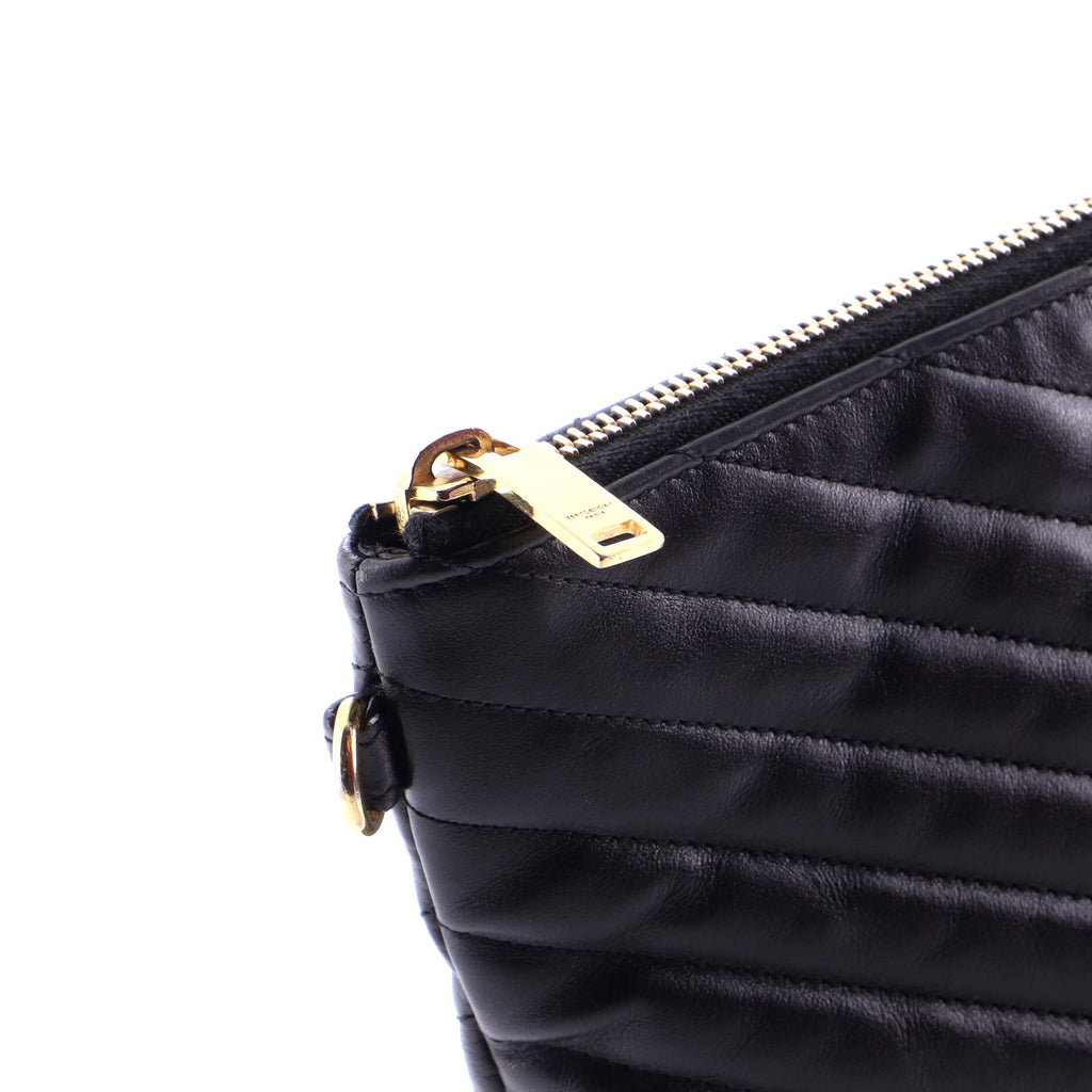 Classic Monogram Wristlet Pouch Matelasse Chevron Leather Large