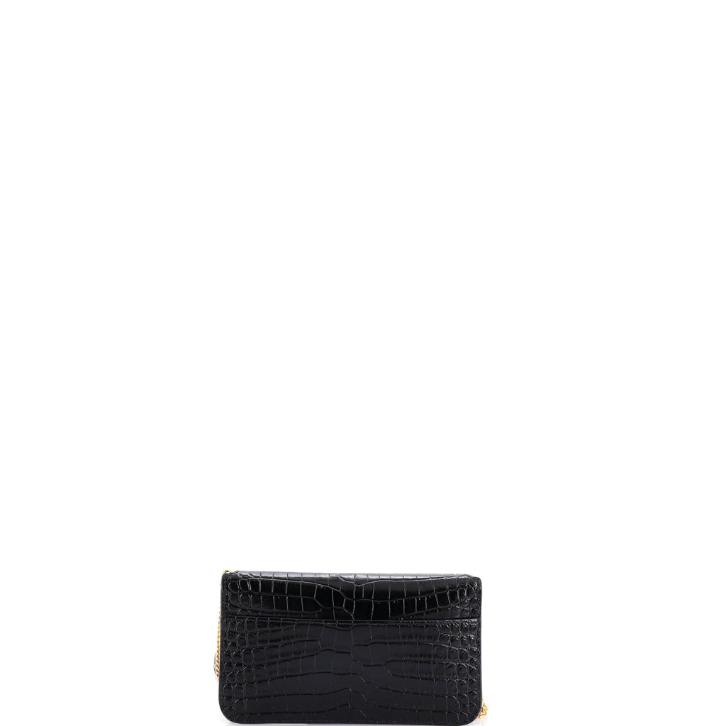 Classic Monogram Phone Holder Shoulder Bag Crocodile Embossed Leather