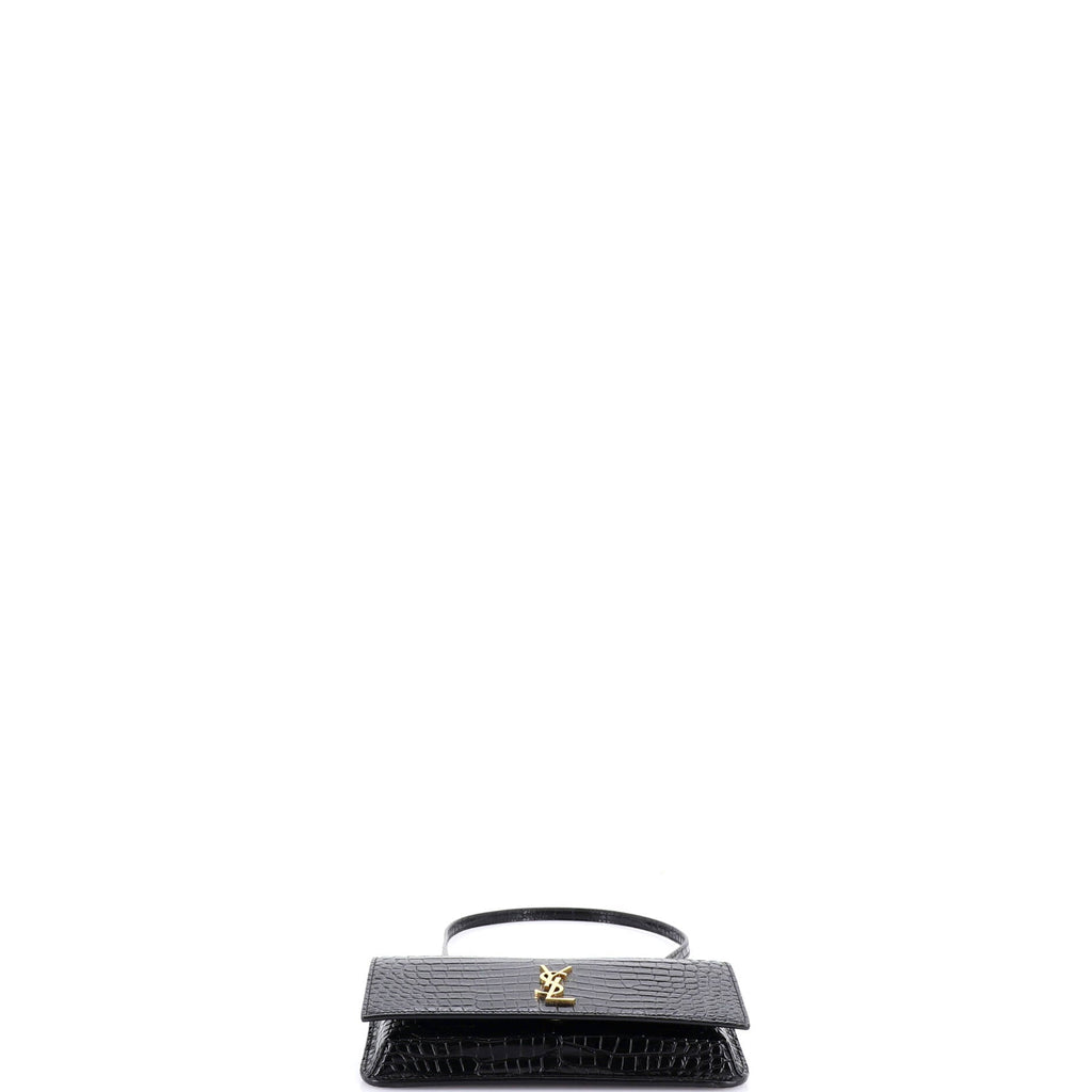 Classic Monogram Phone Holder Shoulder Bag Crocodile Embossed Leather