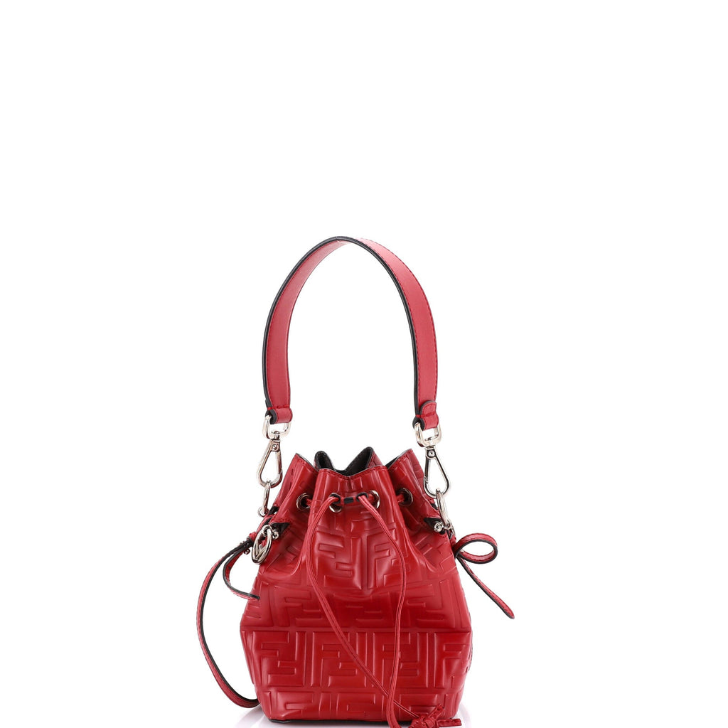 Mon Tresor Bucket Bag Zucca Embossed Leather Mini