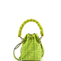 Woven Handle Mon Tresor Bucket Bag Zucca Embroidered Canvas Mini