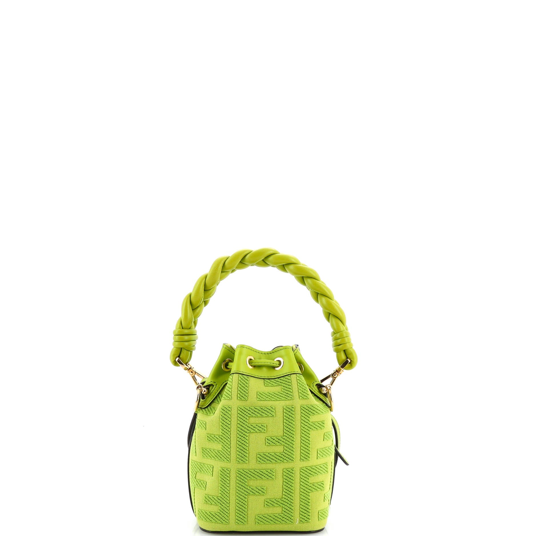 Woven Handle Mon Tresor Bucket Bag Zucca Embroidered Canvas Mini