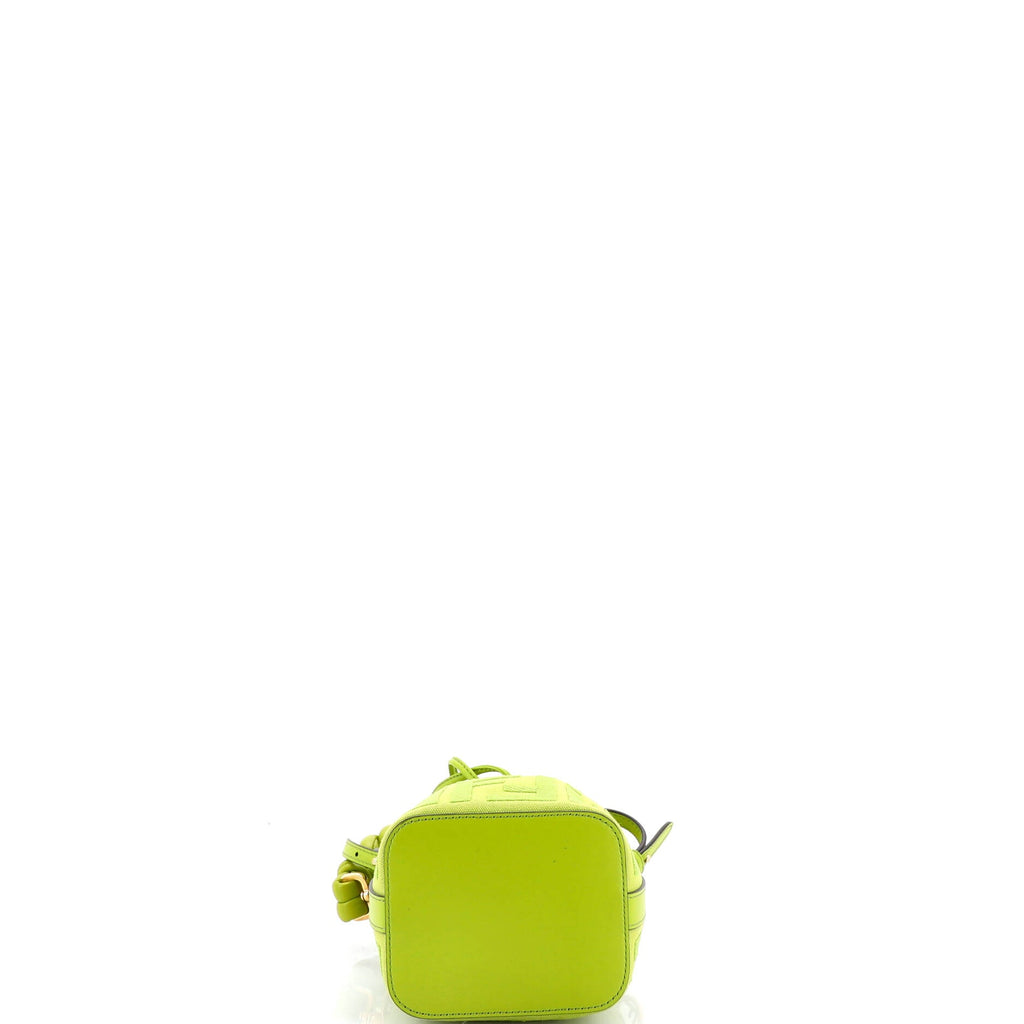 Woven Handle Mon Tresor Bucket Bag Zucca Embroidered Canvas Mini