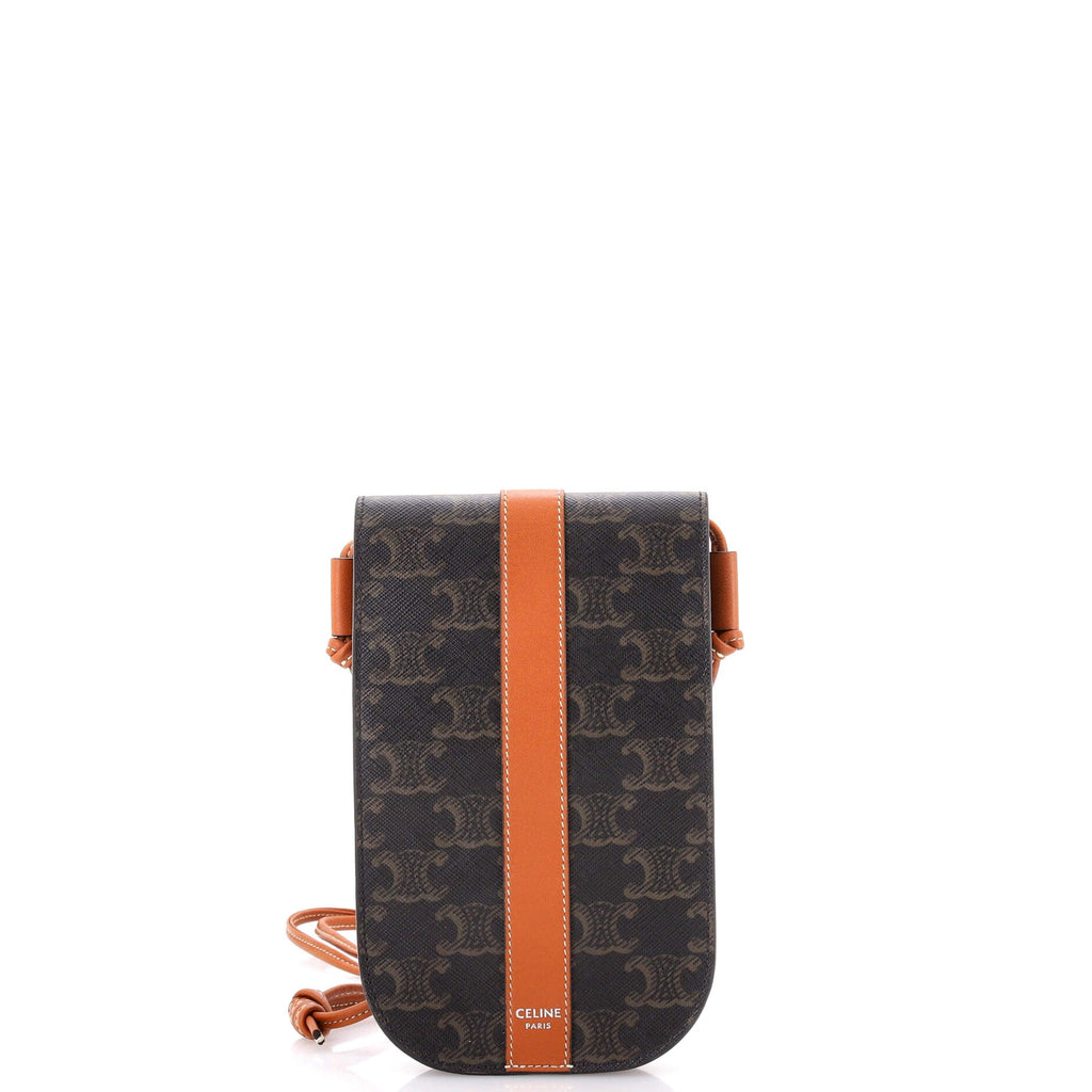 Phone Pouch Crossbody Triomphe Coated Canvas with Leather