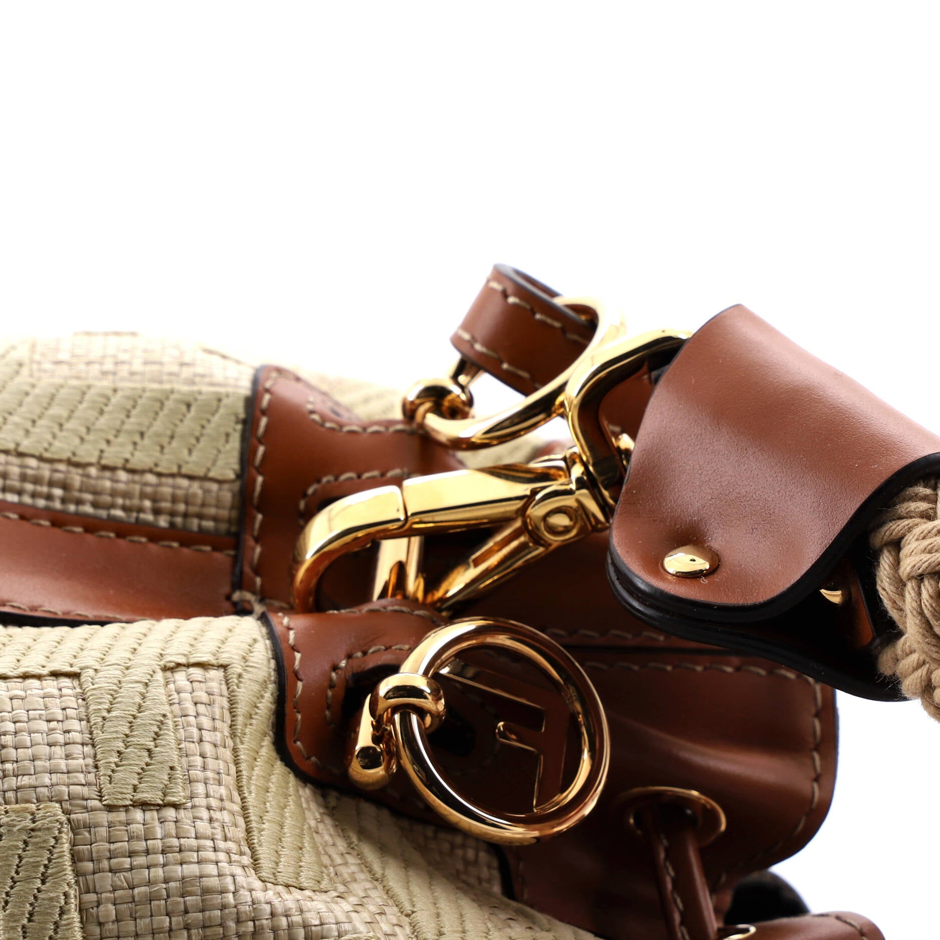 Woven Handle Mon Tresor Bucket Bag Zucca Embroidered Canvas Mini