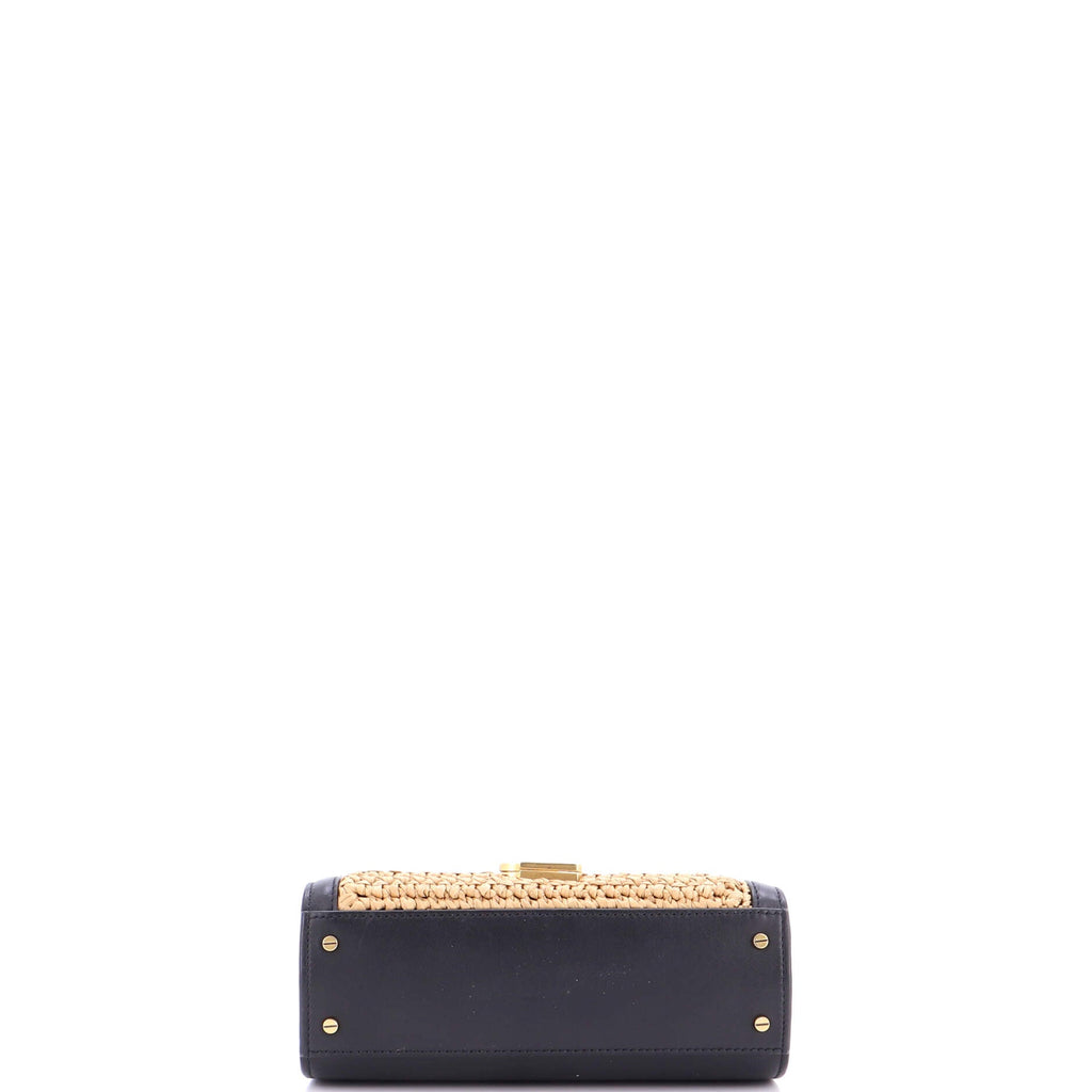 Cassandra Top Handle Bag Raffia with Leather Mini