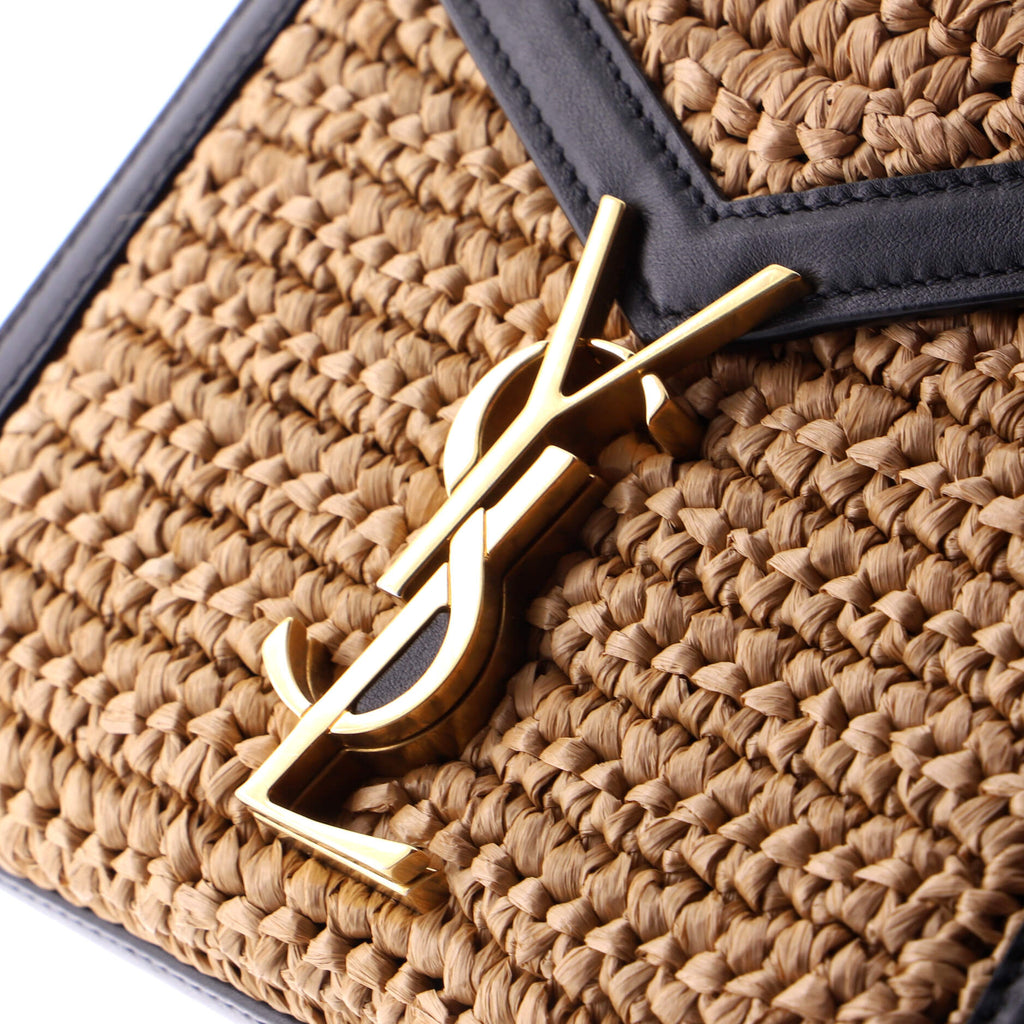 Cassandra Top Handle Bag Raffia with Leather Mini