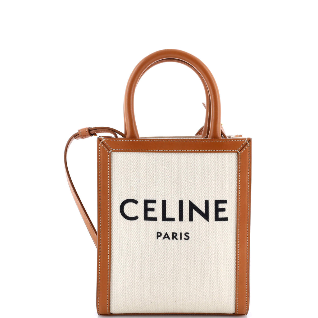 Vertical Cabas Tote Canvas with Leather Mini