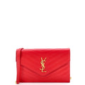 Classic Monogram Wallet on Chain Matelasse Chevron Leather Small