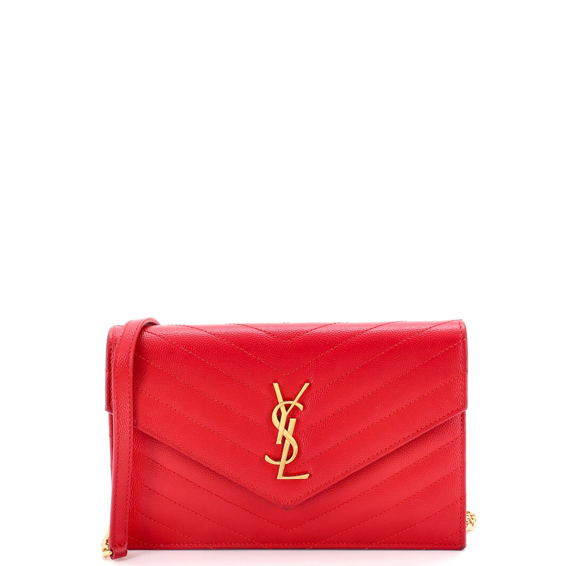 Classic Monogram Wallet on Chain Matelasse Chevron Leather Small
