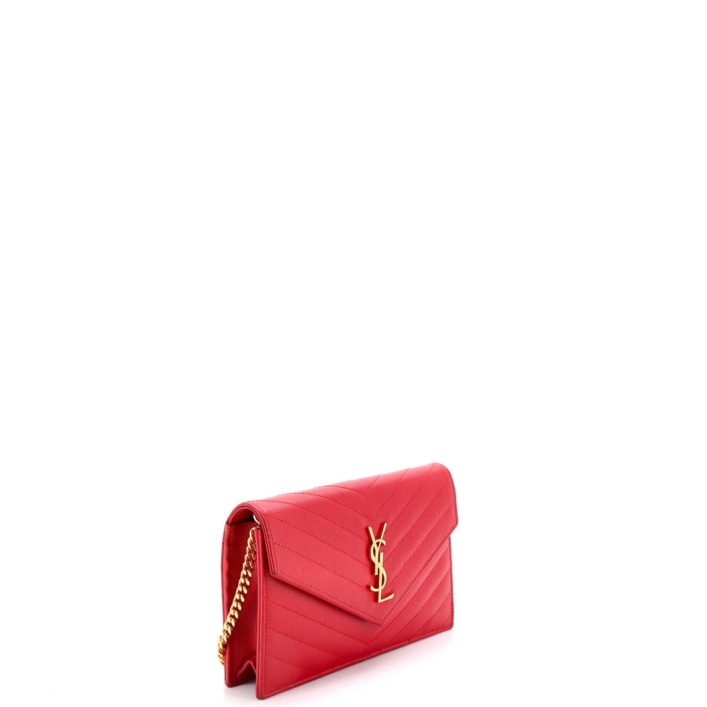 Classic Monogram Wallet on Chain Matelasse Chevron Leather Small