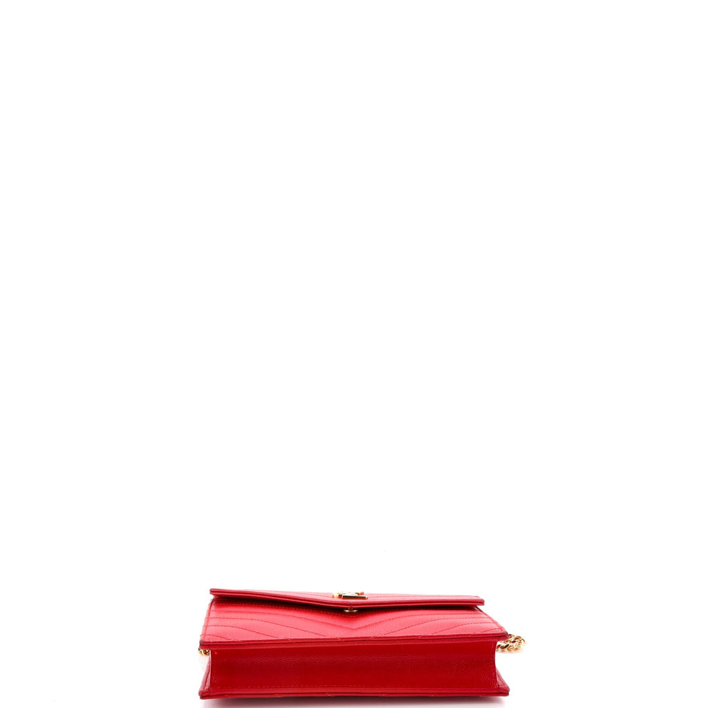 Classic Monogram Wallet on Chain Matelasse Chevron Leather Small