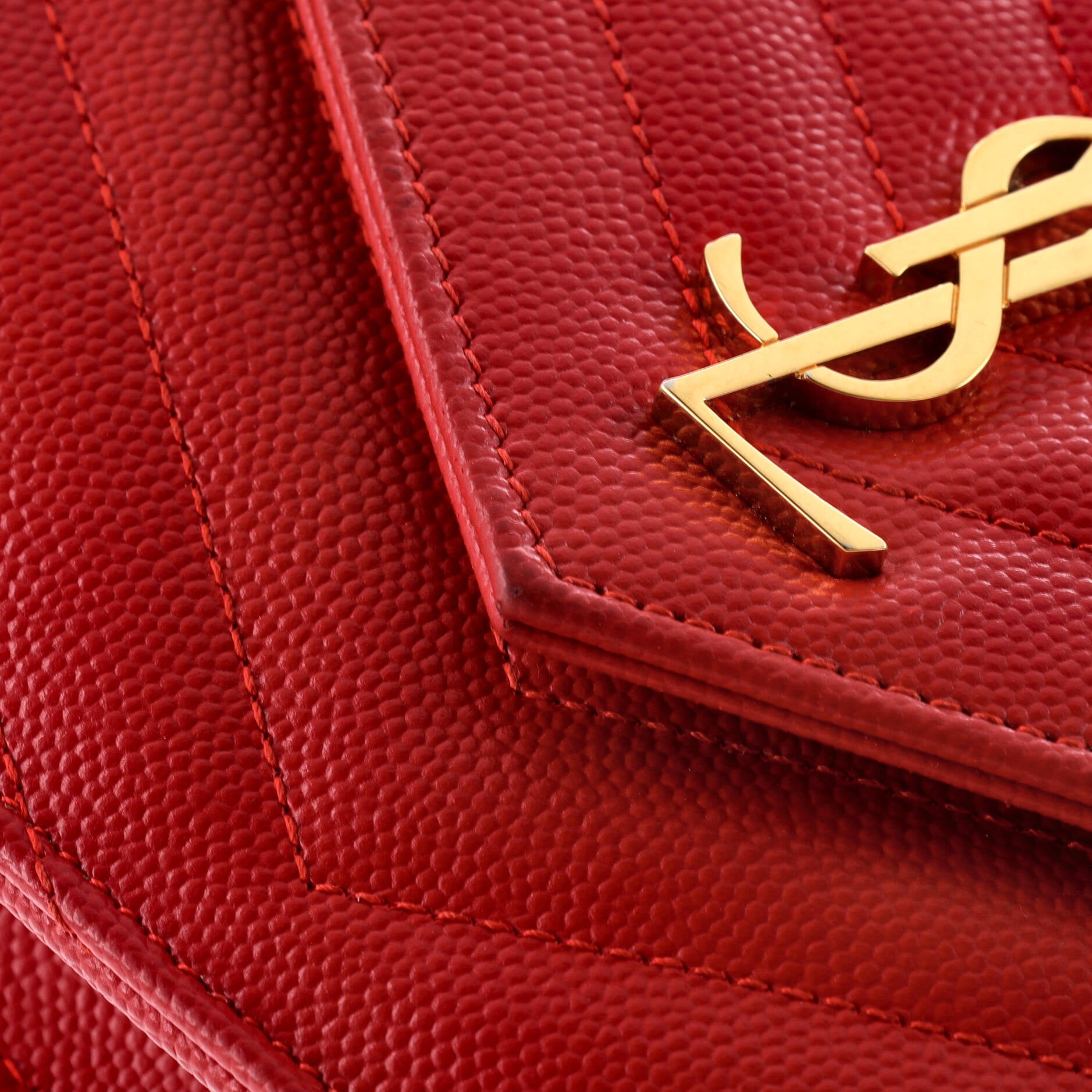 Classic Monogram Wallet on Chain Matelasse Chevron Leather Small