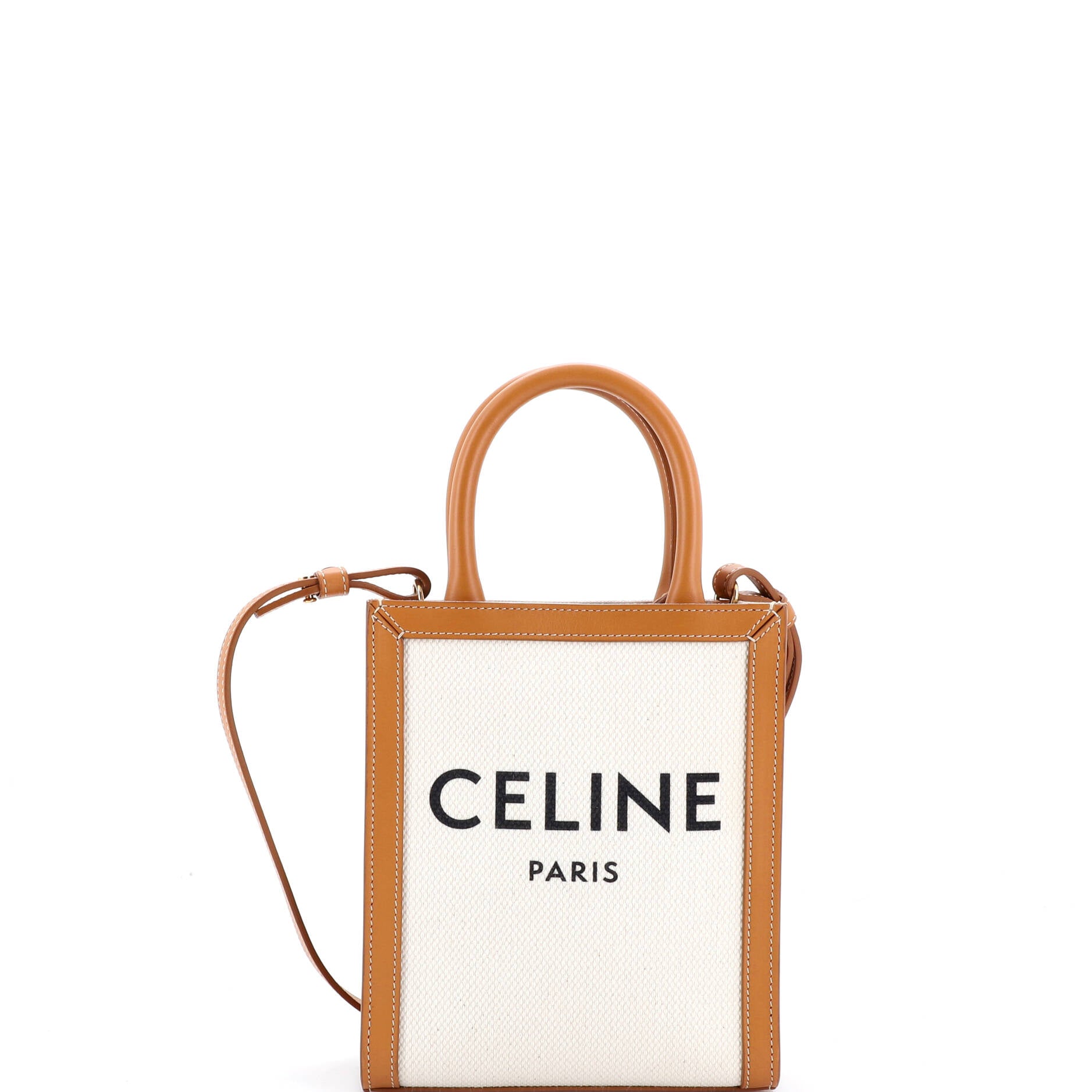 Vertical Cabas Tote Canvas with Leather Mini